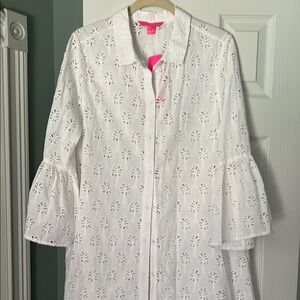 Lilly Pulitzer White Eyelet Button-Up cover-up